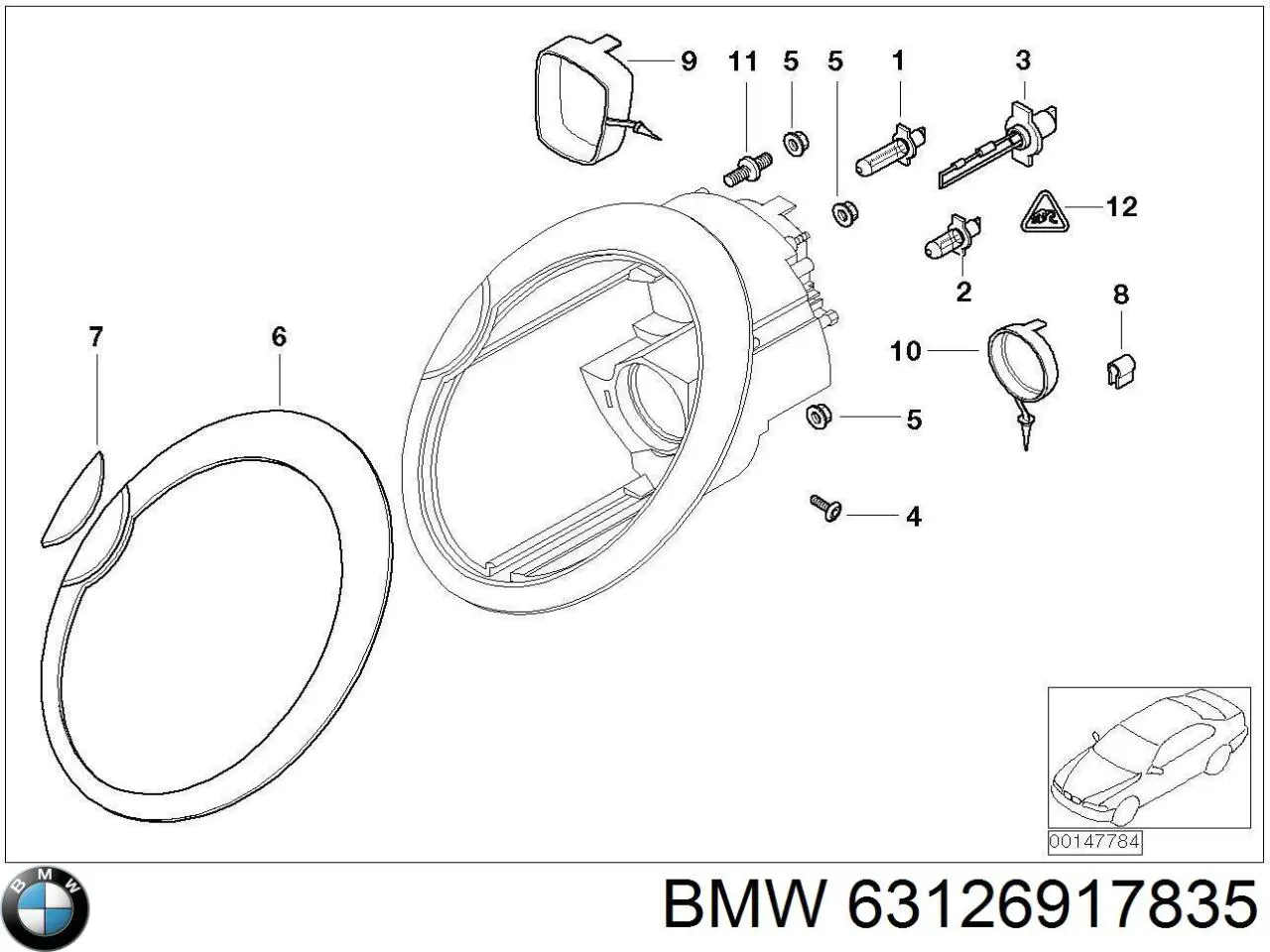 63126917835 BMW Обід фари лівої