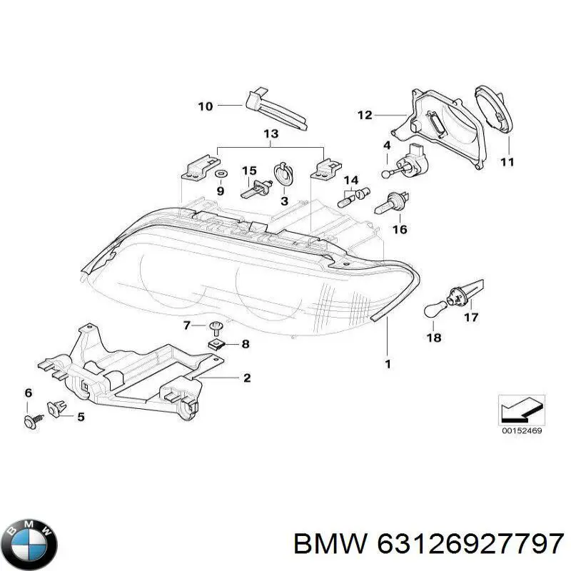 Купити 63126927797 BMW Кронштейн-адаптер кріплення фари передньої, лівою