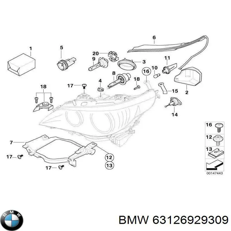 Лампочка плафону освітлення салону/кабіни BMW 63126929309 ціна, від 3.42 USD