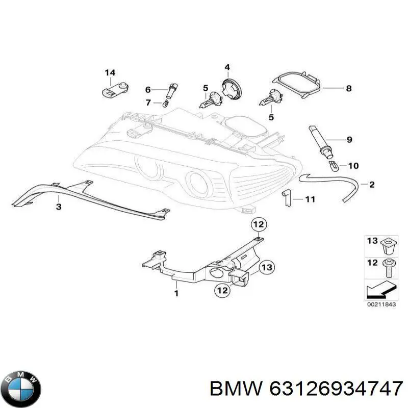 63126934747 BMW Кріплення фари передньої, лівої