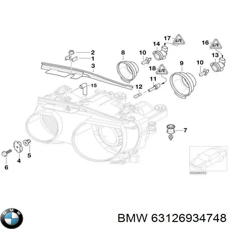 Кронштейн-адаптер кріплення фари передньої, правої 63126934748 BMW