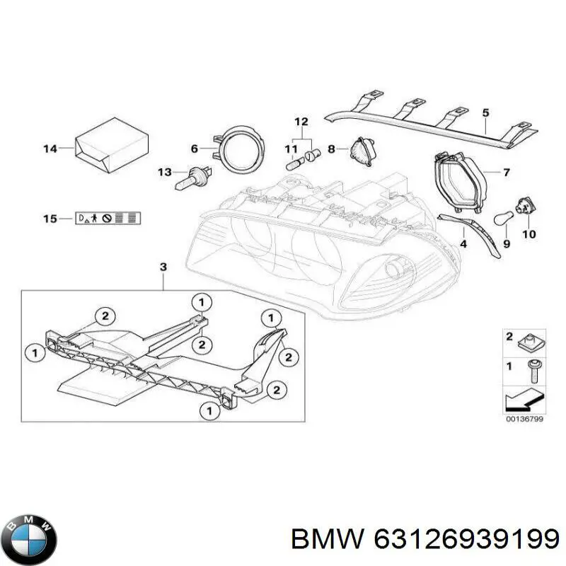 63126939199 BMW кронштейн-адаптер кріплення фари передньої, лівою