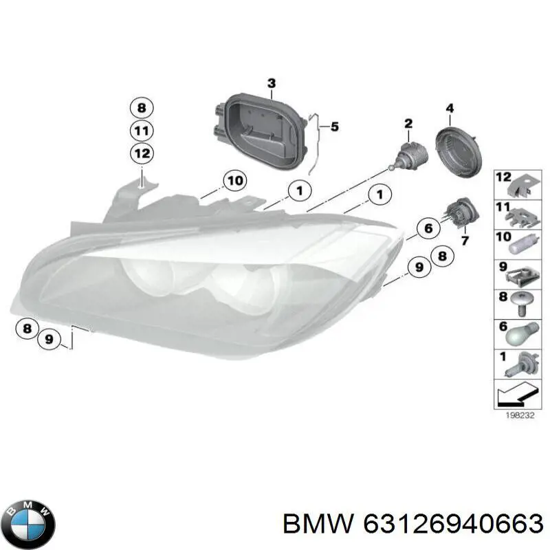 63126940663 BMW Кріплення фари передньої, лівої