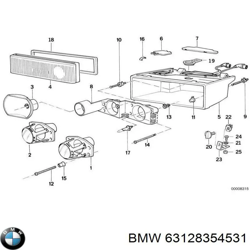 63128354531 BMW Скло фари лівої