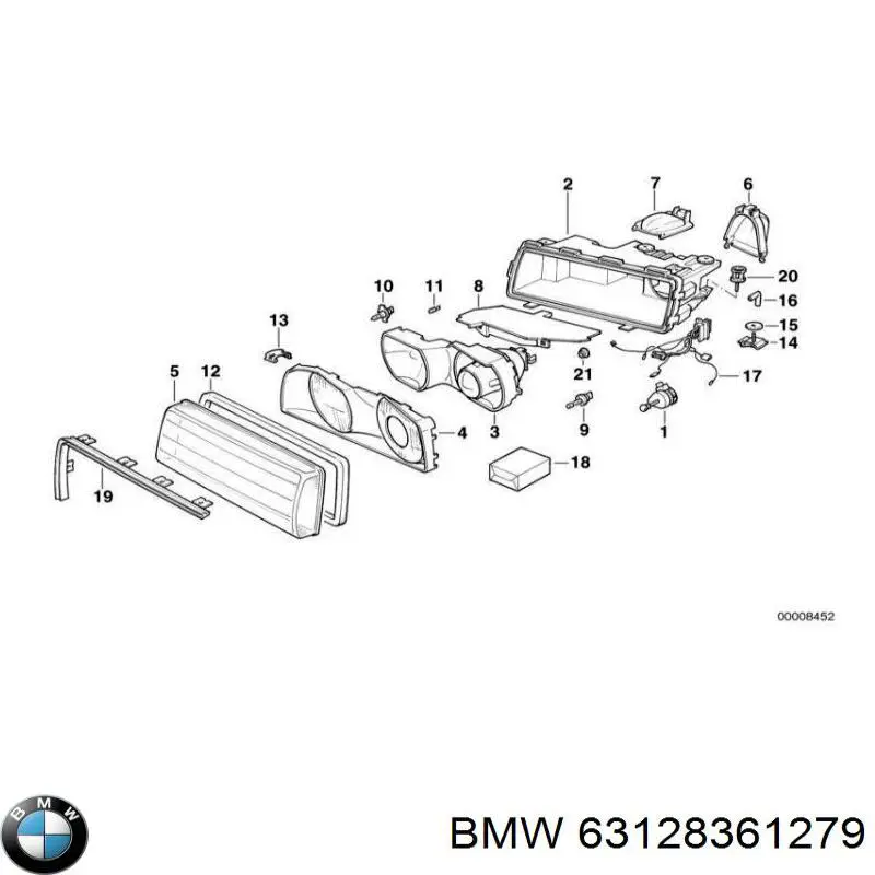 Скло фари лівої на BMW 7 (E38)