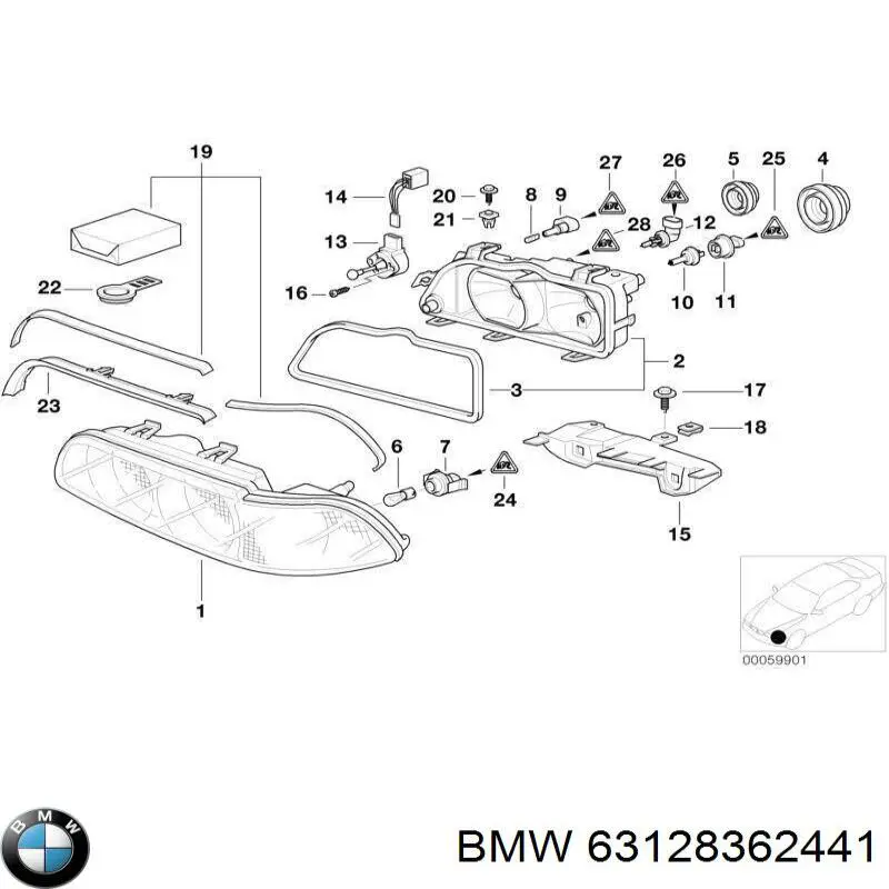 Кронштейн-адаптер кріплення фари передньої, лівої BMW 63128362441 ціна, від 11.26 USD