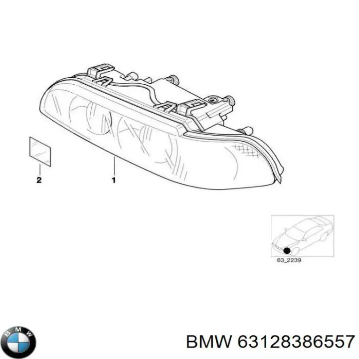 Фара дальнього світла в зборі BMW 63128386557 ціна, від 84.65 USD