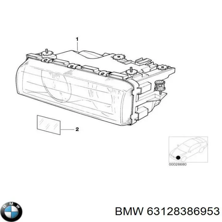 Фара дальнього світла в зборі BMW 63128386953 ціна, від 126.69 USD