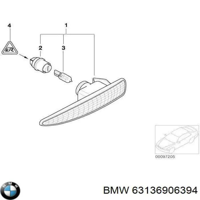 Повторювач повороту на крилі, правий на BMW 7 (E65,66)