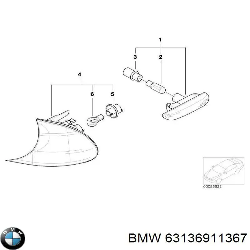 63136911367 BMW повторювач повороту на крилі, лівий