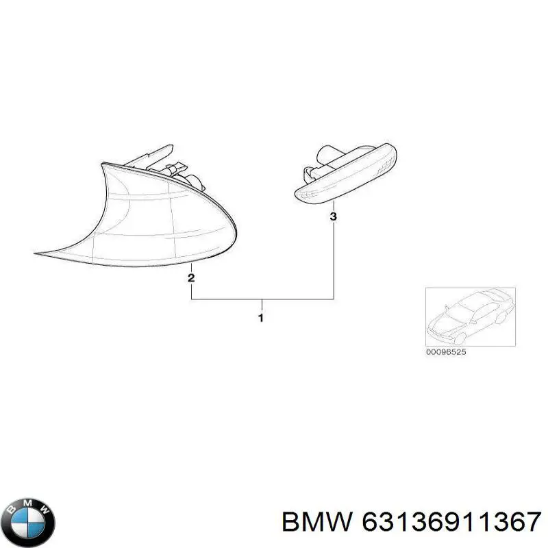 Купити 63137165913 BMW Повторювач повороту на крилі, лівий