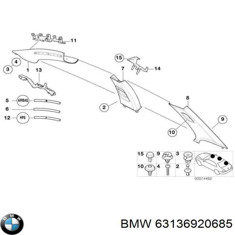 Купити 63136920685 BMW Повторювач повороту на крилі, лівий