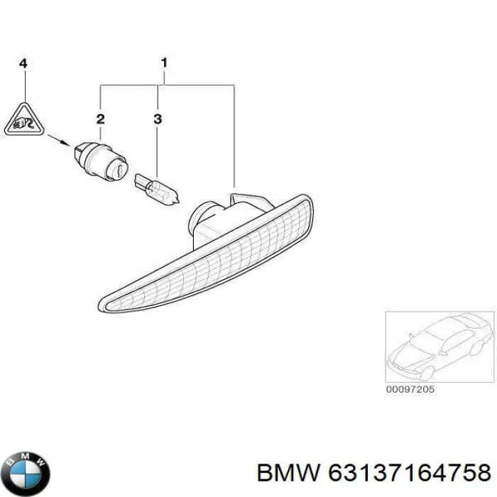 Купити 63137164758 BMW Повторювач повороту на крилі, правий