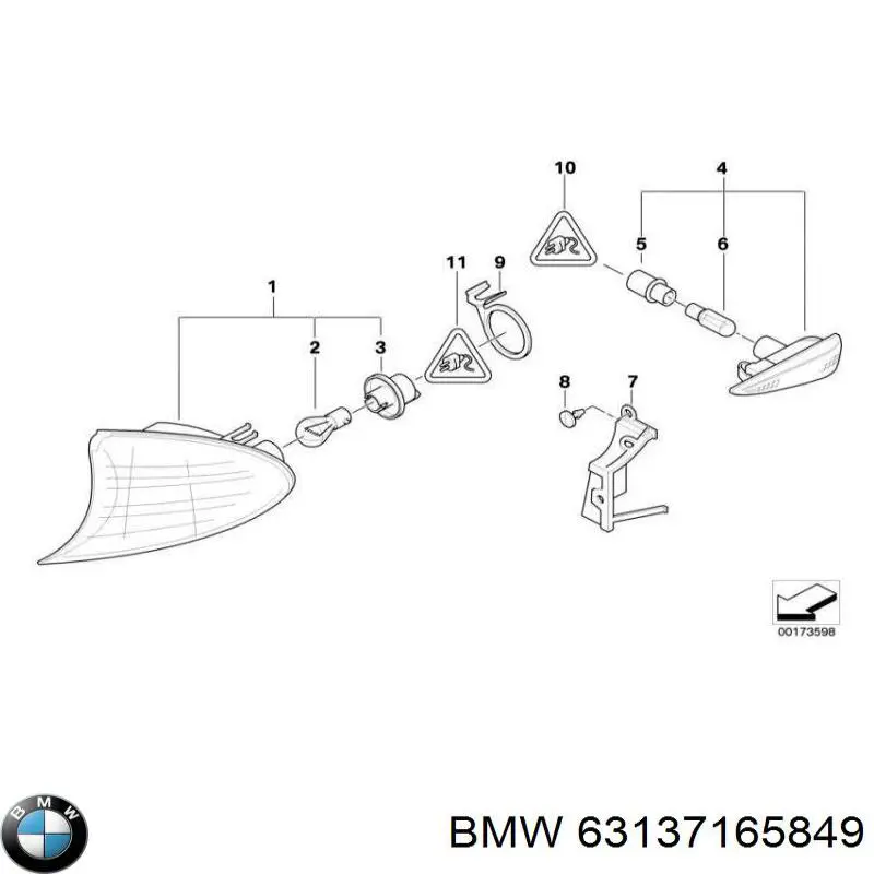 Поворотник лівий BMW 63137165849 ціна, від 16.84 USD