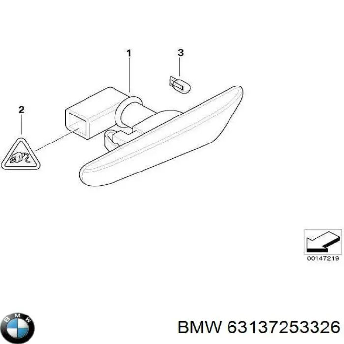 Купити 63137253326 BMW Повторювач повороту на крилі, правий