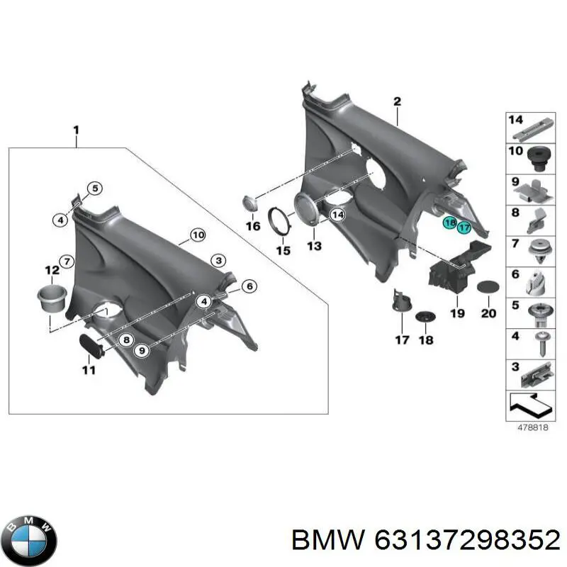 63137298352 BMW Повторювач повороту на крилі, правий
