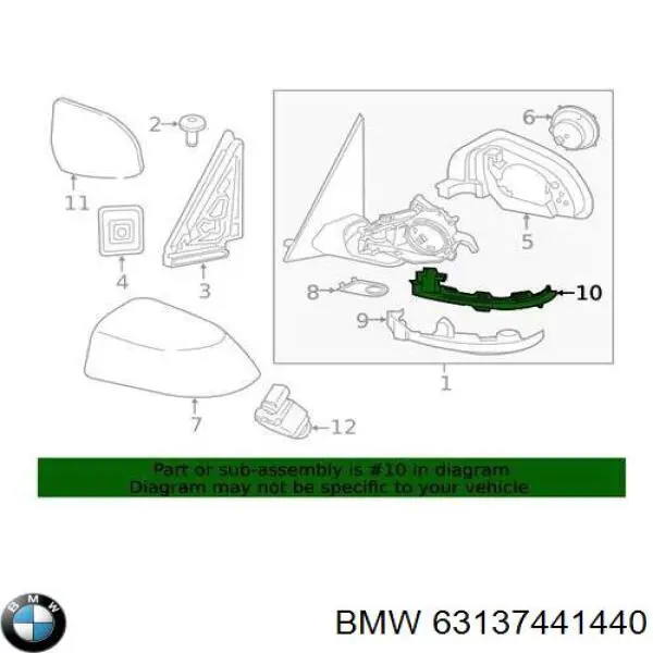 7441440 BMW Покажчик повороту дзеркала, правий