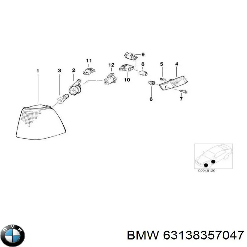 Повторювач повороту на крилі, лівий 63138357047 BMW