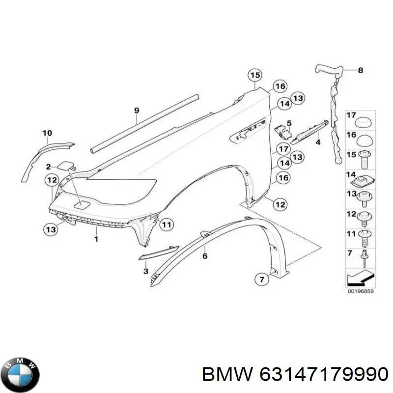 63147179990 BMW Правий відбивач бампера