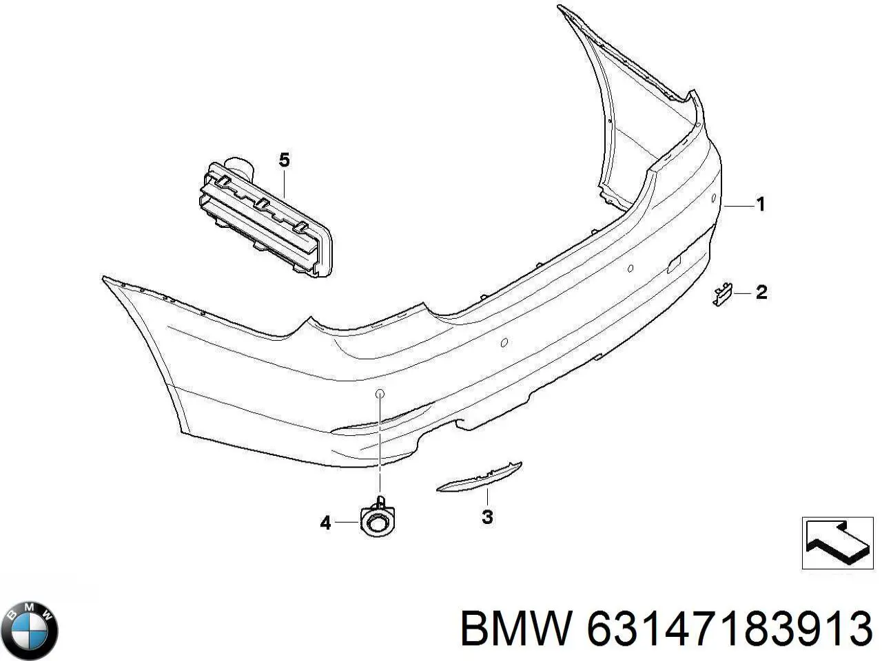 Катафот (відбивач) заднього бампера, лівий 63147183913 BMW