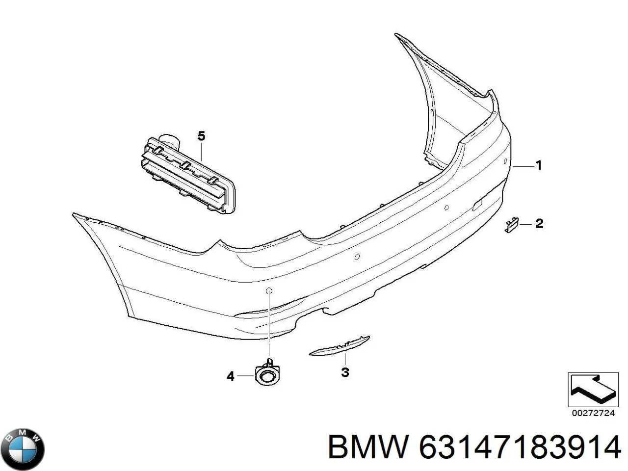 Правий відбивач бампера BMW 6915040