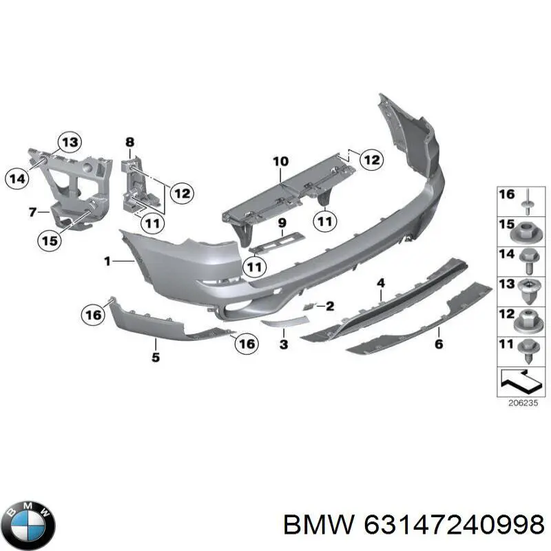 Правий катафот заднього бампера Bapmic BF0113210004 ціна, від 15.21 USD
