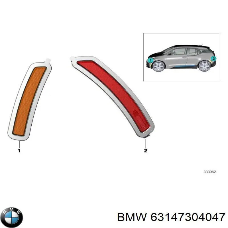 Габарит задній бічний, лівий BMW 63147304047 ціна, від 88.35 USD