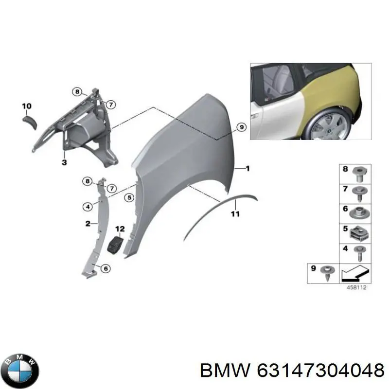 63147304048 BMW Габарит задній бічний, правий