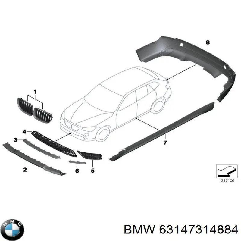 Правий катафот заднього бампера на BMW X1 (E84)