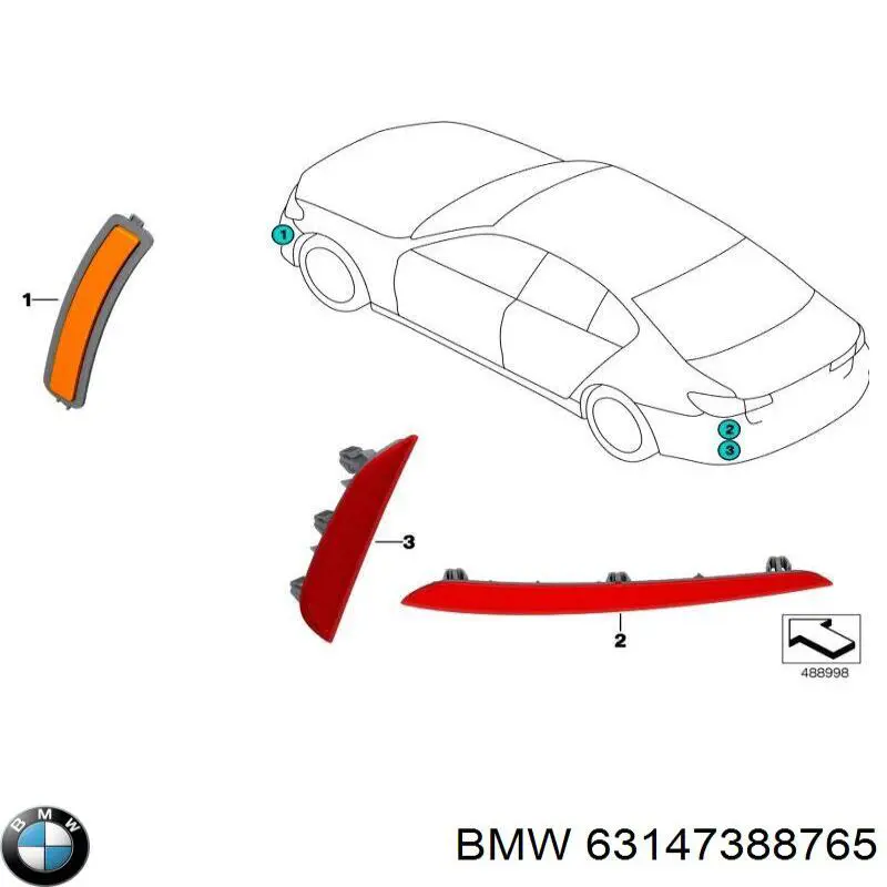 Лівий відбивач заднього бампера на BMW 5 (G30, F90)