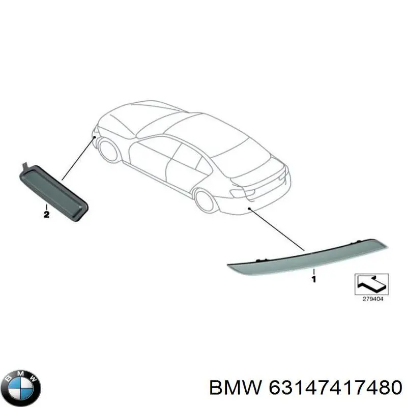 Правий катафот бампера BMW 63147417480 ціна, від 18.34 USD
