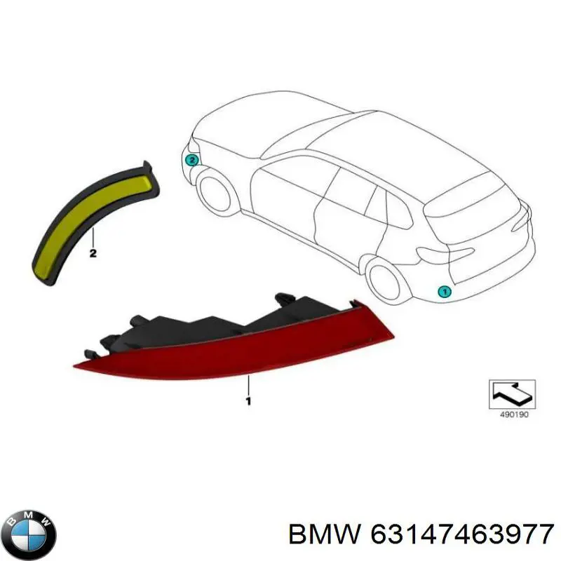 Лівий катафот заднього бампера BMW 63147463977 ціна, від 41.54 USD