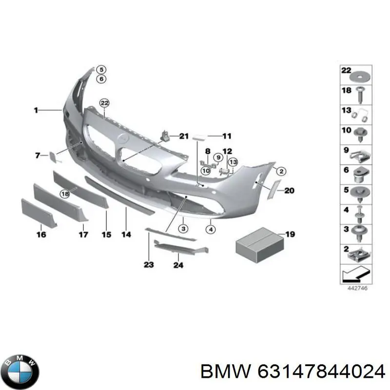 63147844024 BMW Правий відбивач бампера