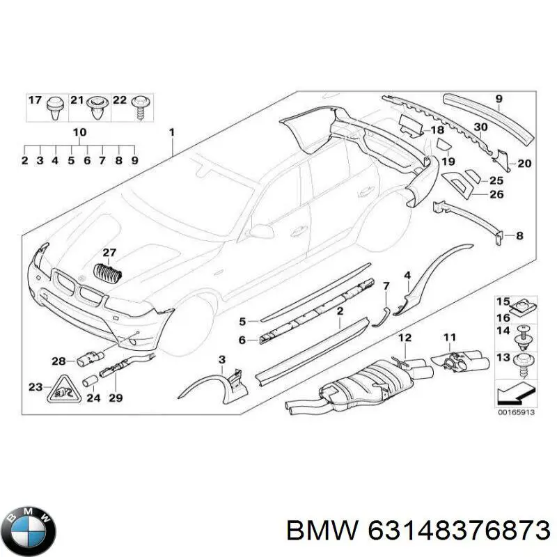 Лівий відбивач заднього бампера на BMW 3 (E46)