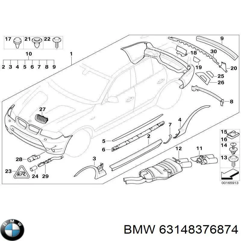 Відбивач бампера заднього правий на BMW 3 (E46)