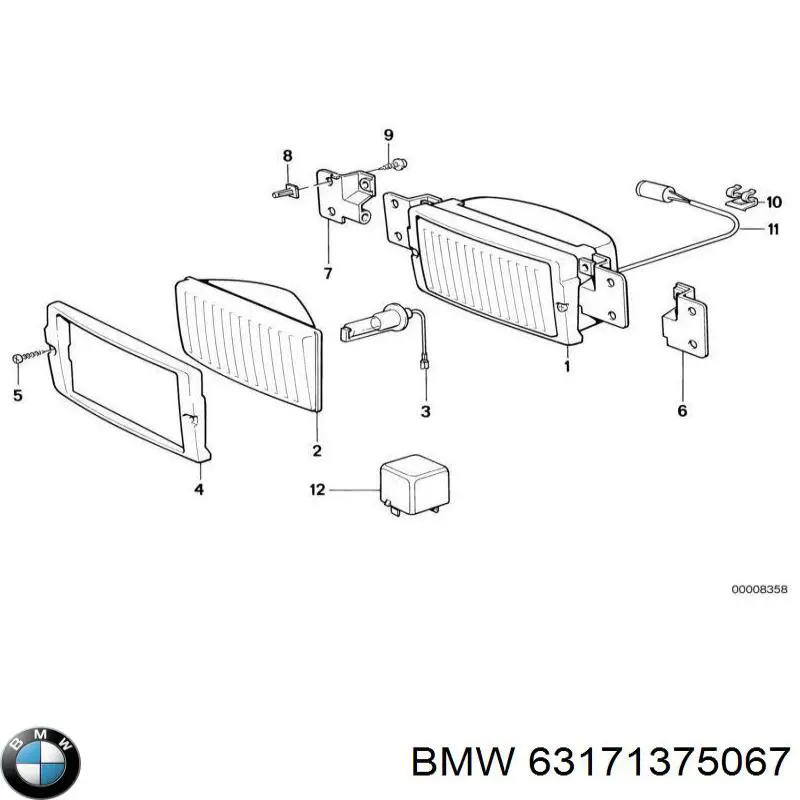 Скло протитуманні фари, лівою 63171375049 BMW