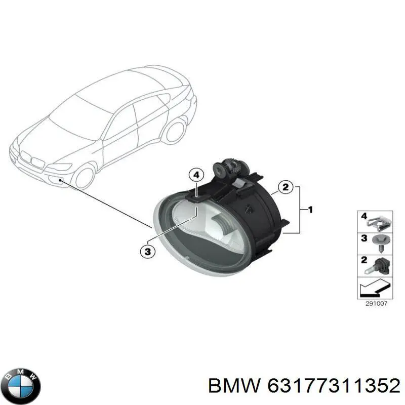 Туманка права BMW 63177311352 ціна, від 51.94 USD