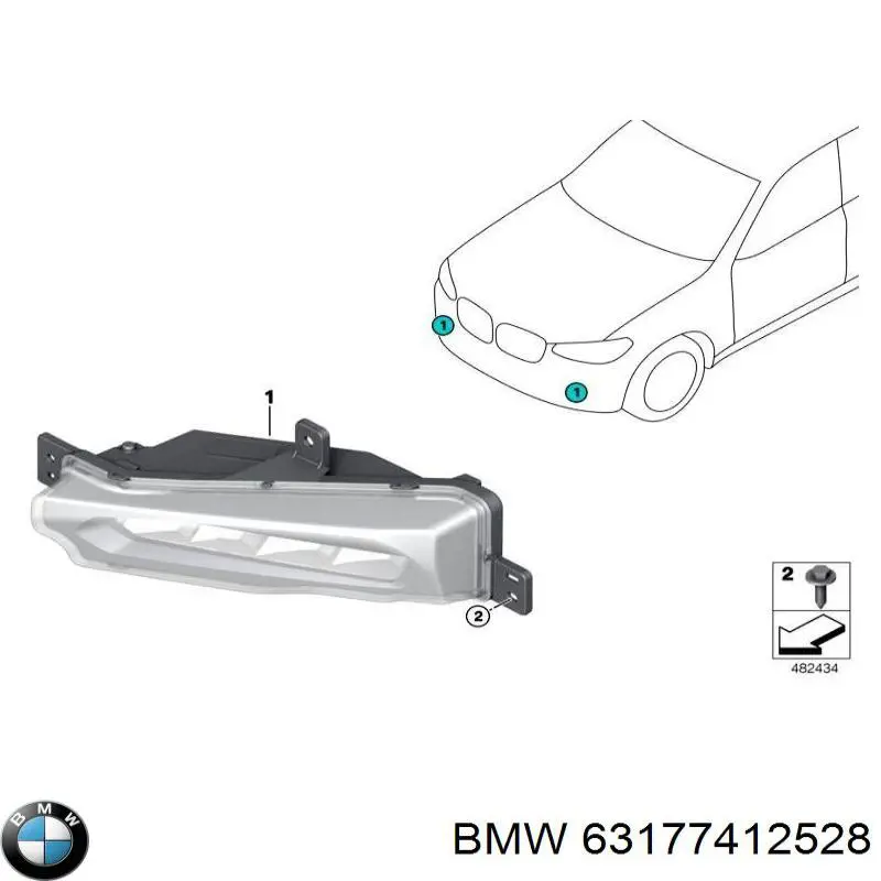 Фара протитуманна, права 63177412528 BMW