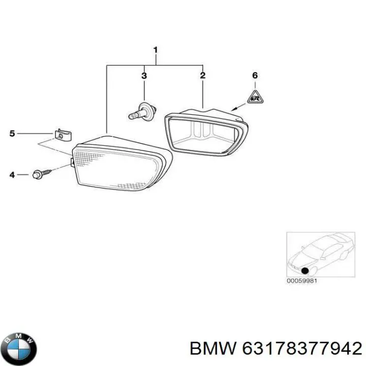 Фара протитуманна, права 63178377942 BMW