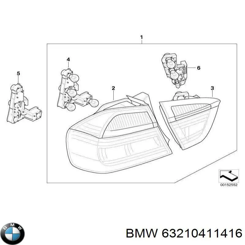 63210411416 BMW Задній правий зовнішній ліхтар