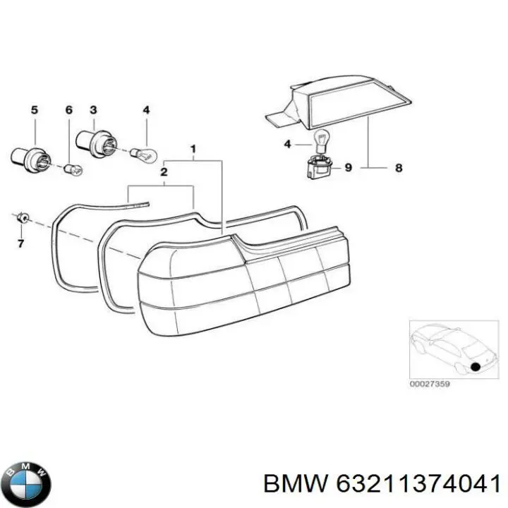 Задній лівий стоп на BMW 7 (E32)