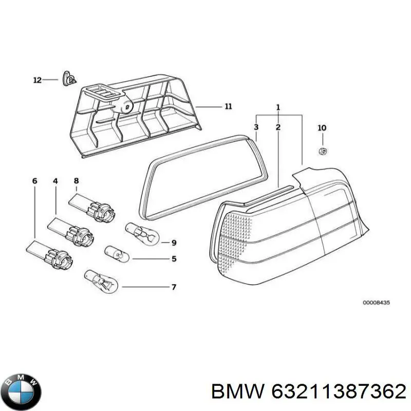 Ліхтар задній правий 63211387362 BMW