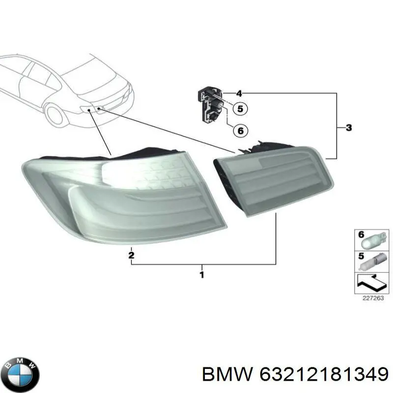 63212181349 BMW Ліхтар задній лівий, внутрішній
