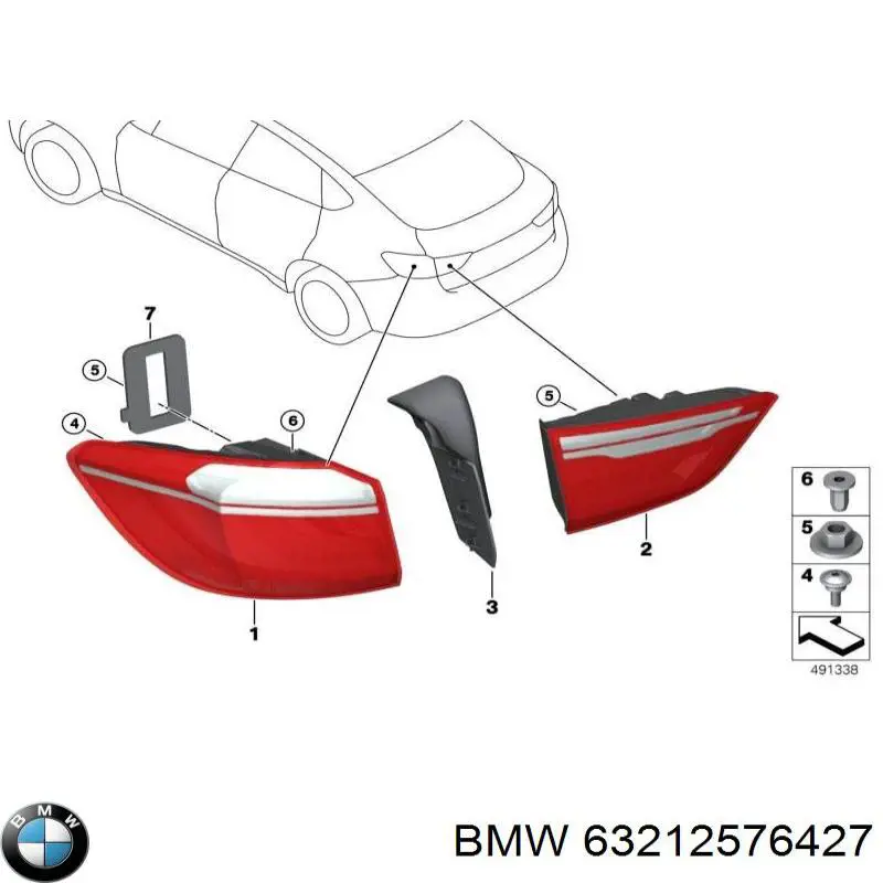 63217314863 BMW Ліхтар задній лівий, внутрішній