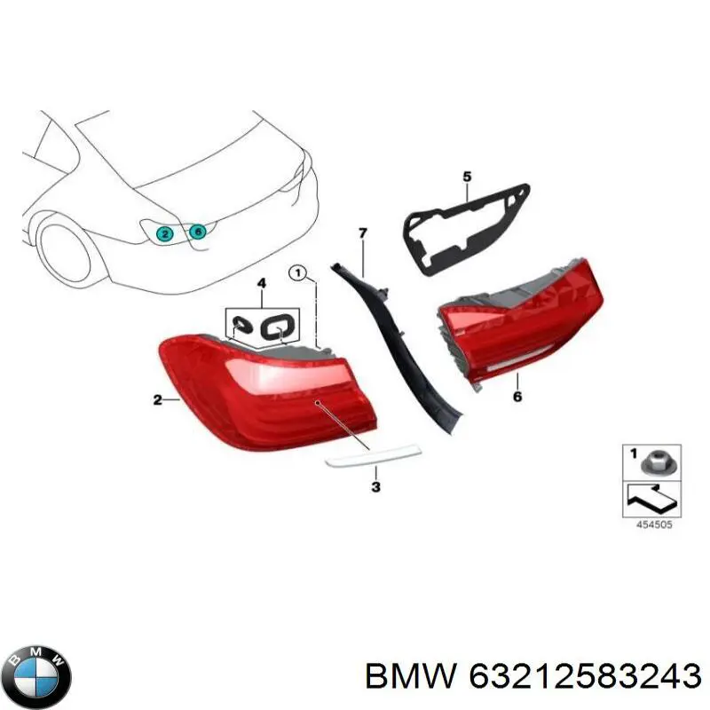 Ліхтар задній лівий, внутрішній 7342967 BMW