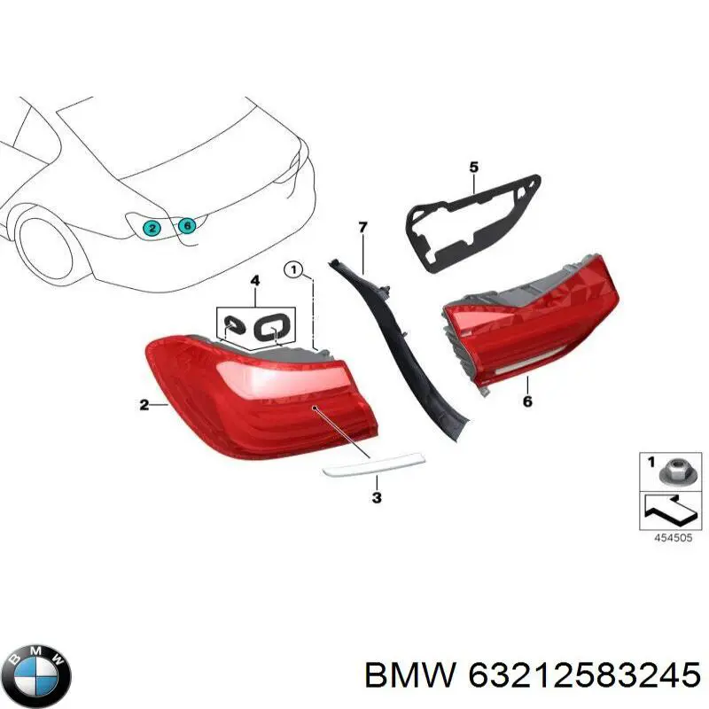 63212583245 BMW Ліхтар задній лівий, внутрішній