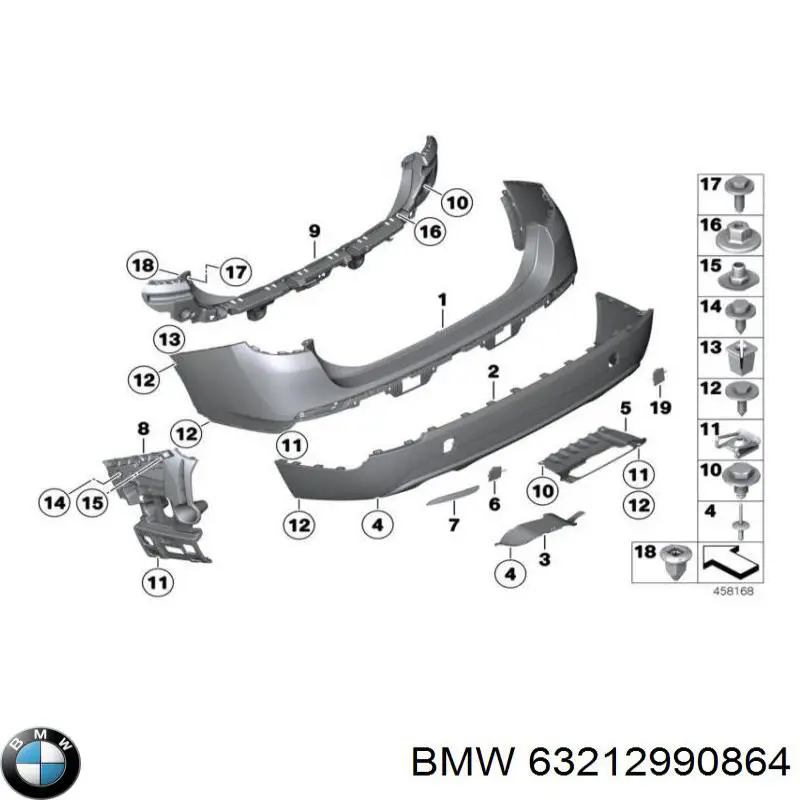 Катафот (відбивач) заднього бампера, правий 63212990864 BMW