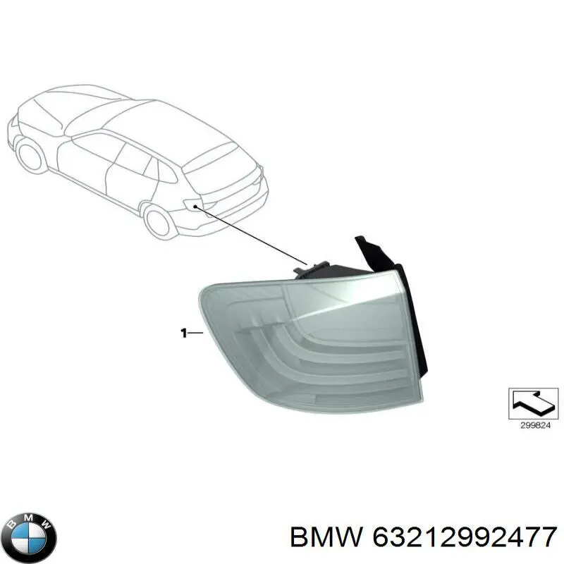 63212992477 BMW ліхтар задній лівий, зовнішній