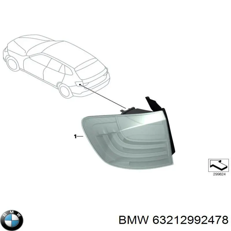 Ліхтар задній правий, зовнішній BMW 63212992478 ціна, від 94.01 USD
