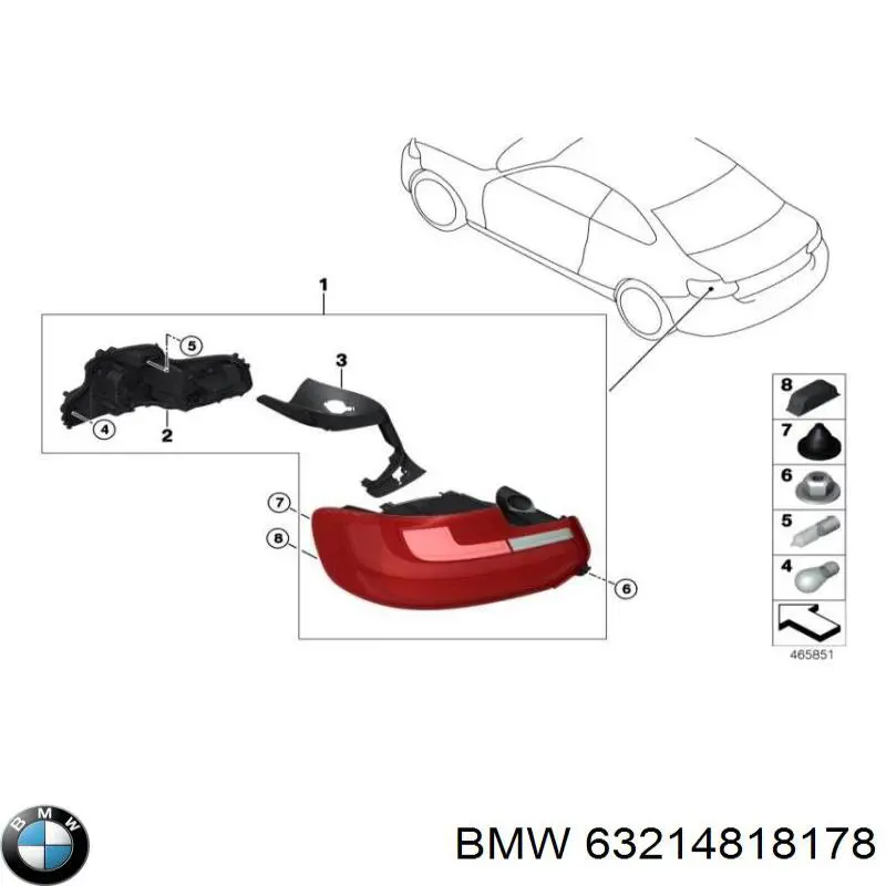 Купити 63214818178 BMW Задня права фара